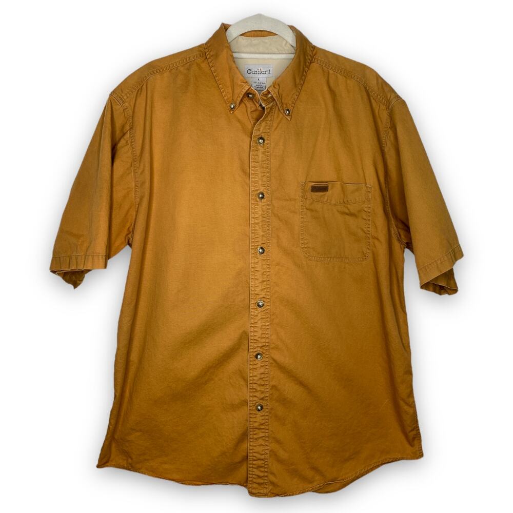 Men’s Carhartt Forced Relaxed Fit Short Sleeve Brown Shirt Large